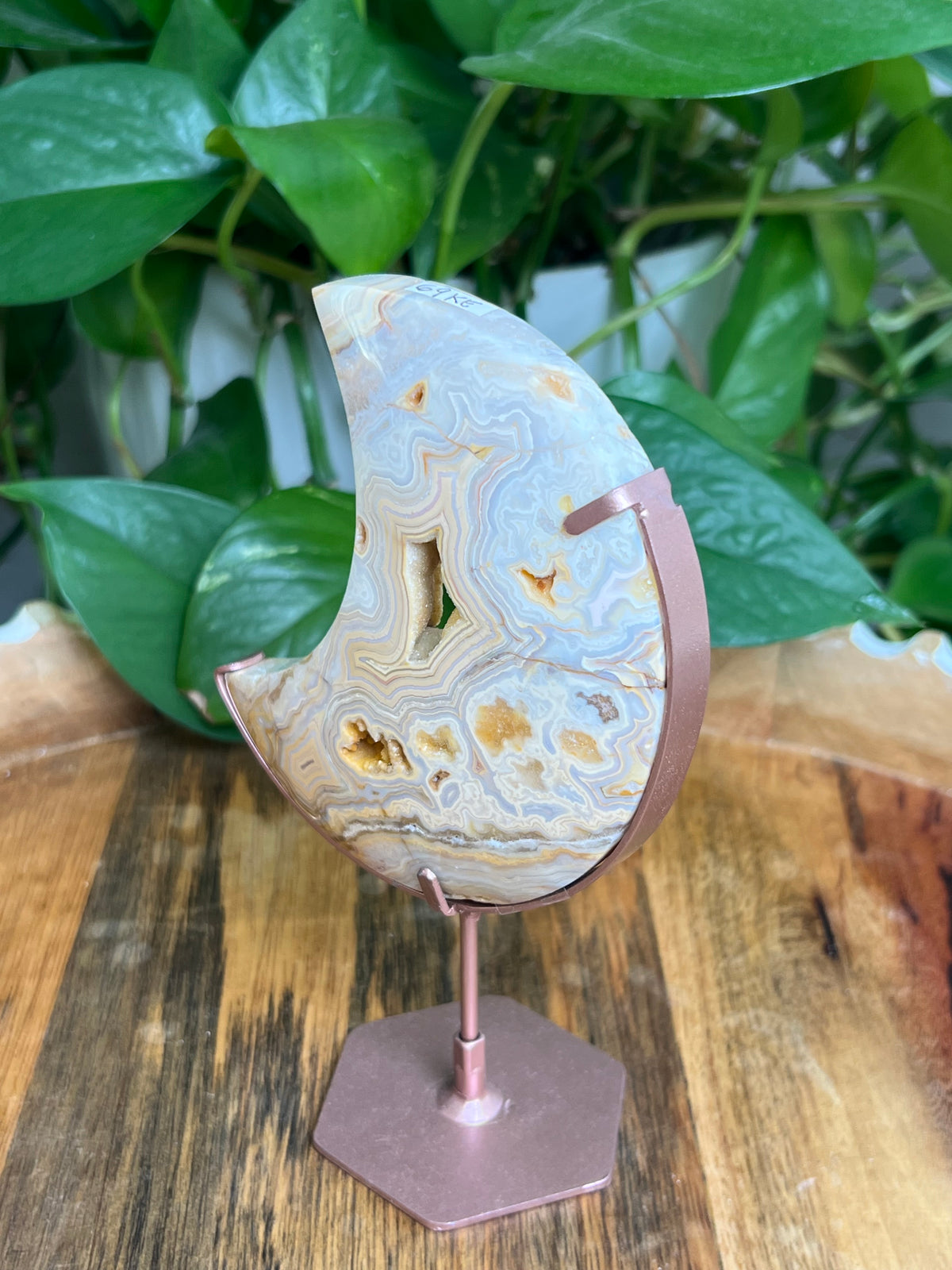 Yellow Crazy Lace Agate Moon: