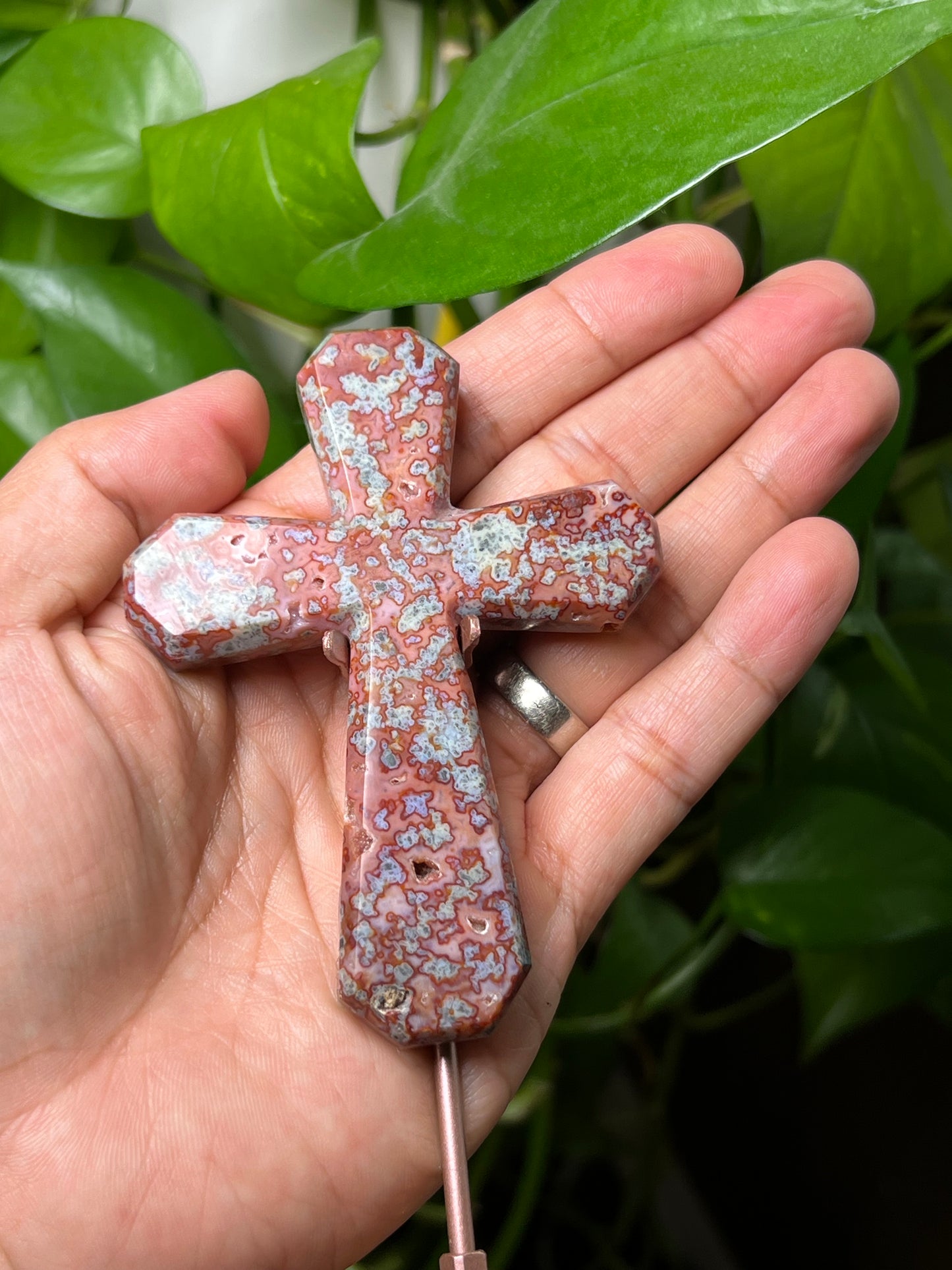 Sumatra Plume Agate Cross