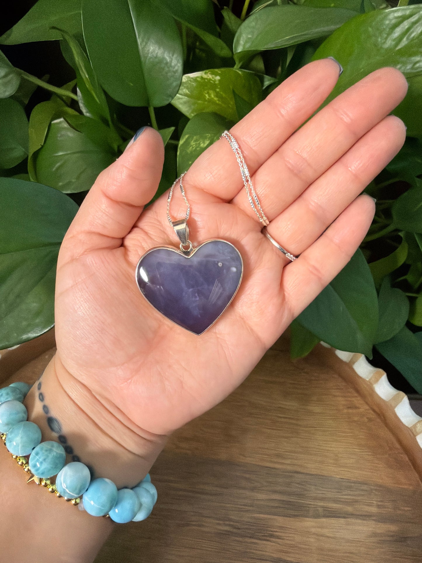 Purple Chalcedony Heart Pendant