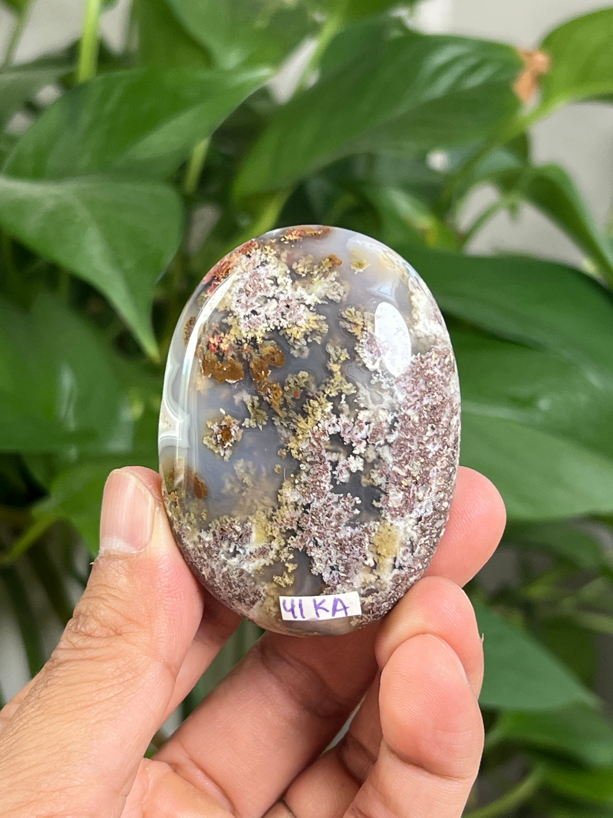 Scenic Moss Agate Palmstone: KA