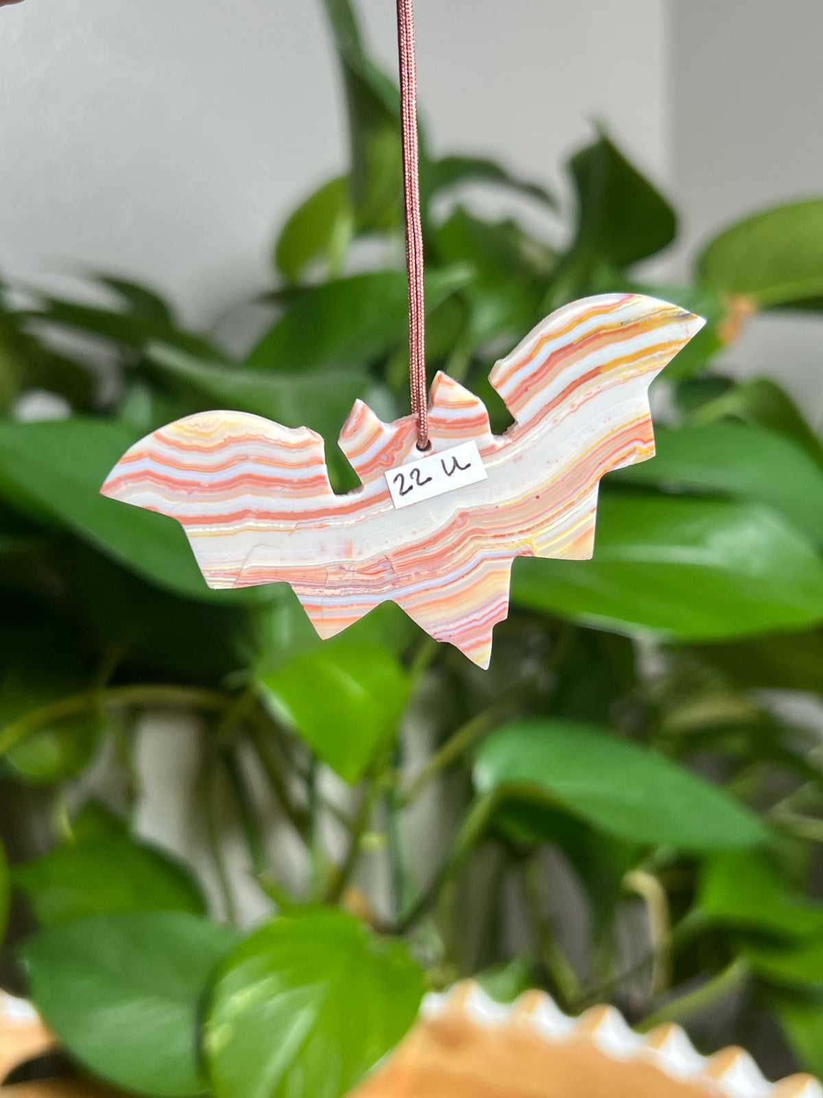 Crazy Lace Agate Ornament Bat: U