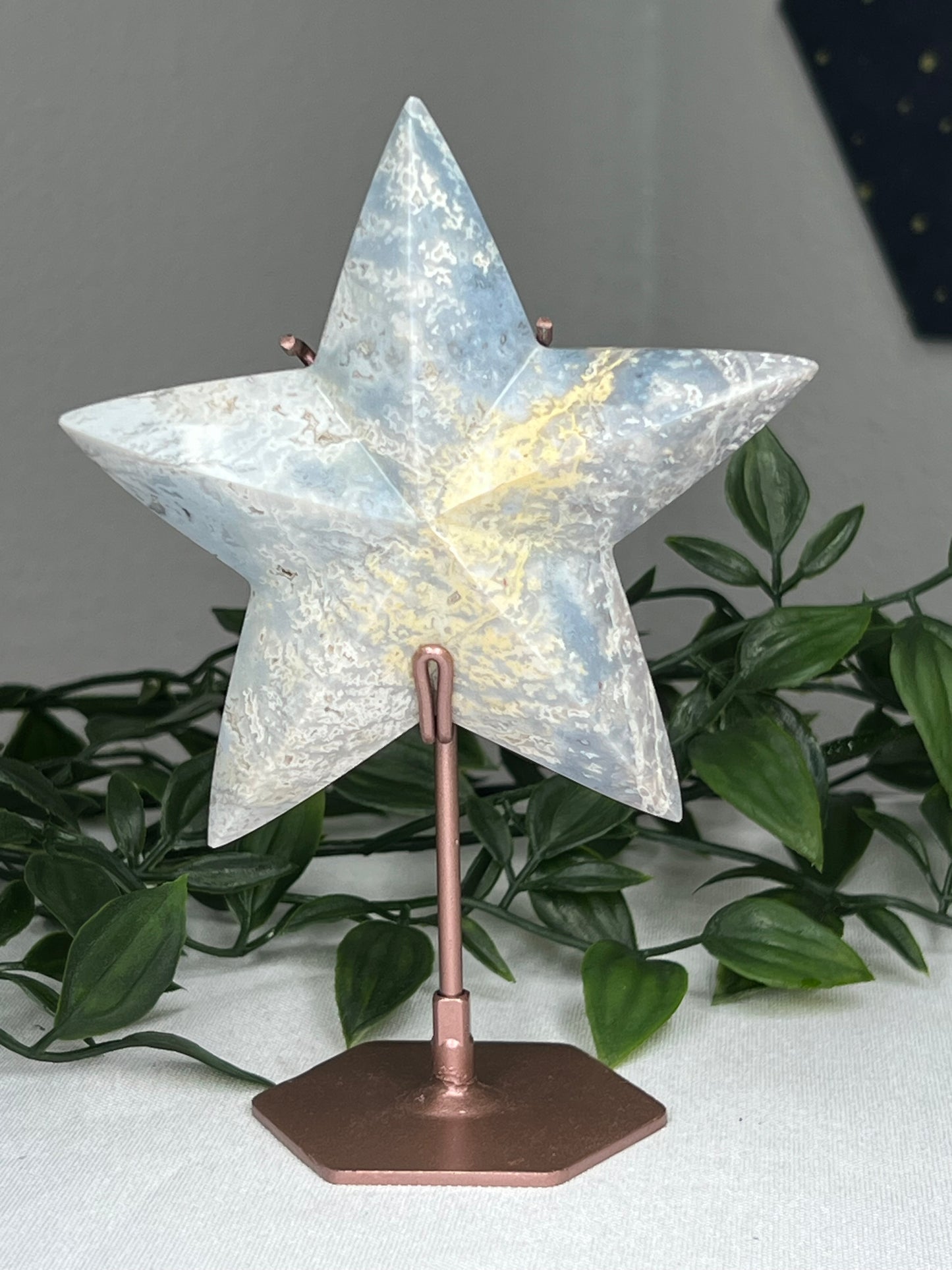 Blue Plume Agate Star