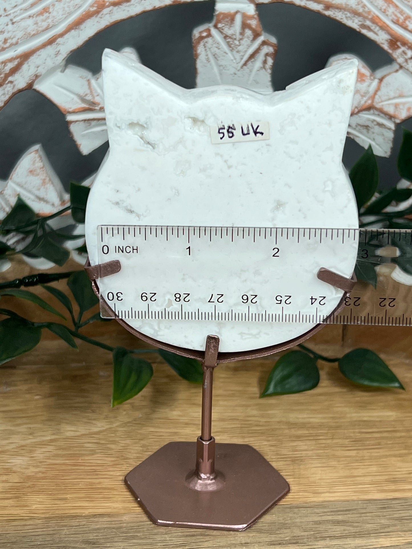 White Plume Agate Cat Head