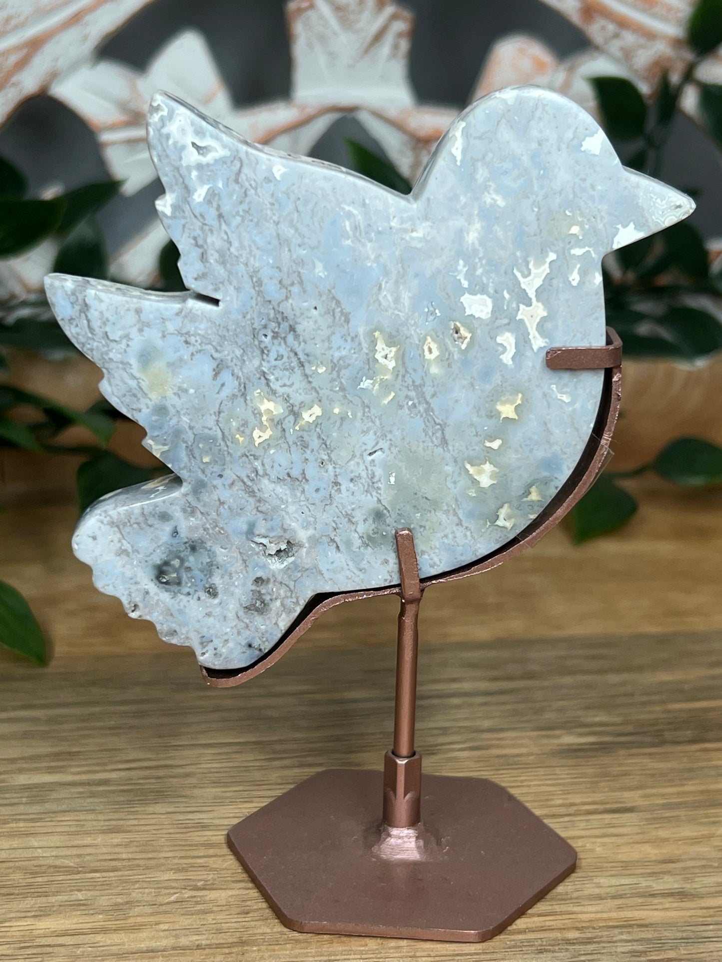 Blue Plume Agate Bird