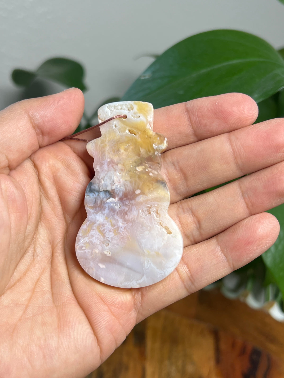 Rainbow Plume Agate Ornament  Snowman: NH