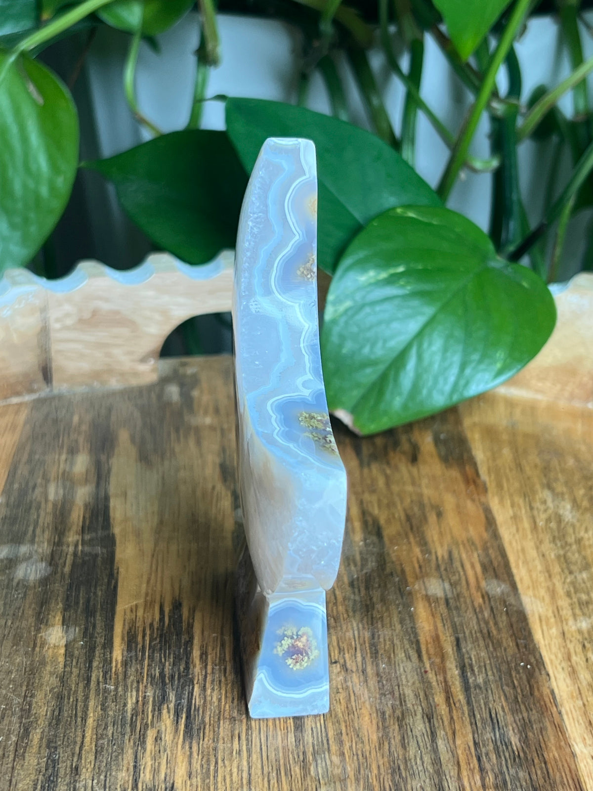 Scenic Moss Agate Self-Standing Moon: NL