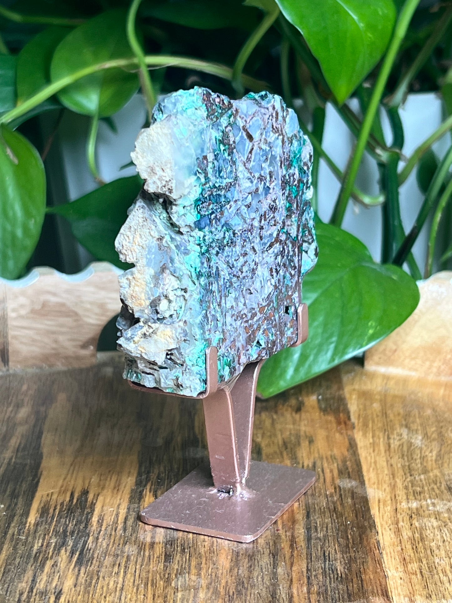 Copper In Malachite Chrysocolla and Chalcedony Slab: Ari