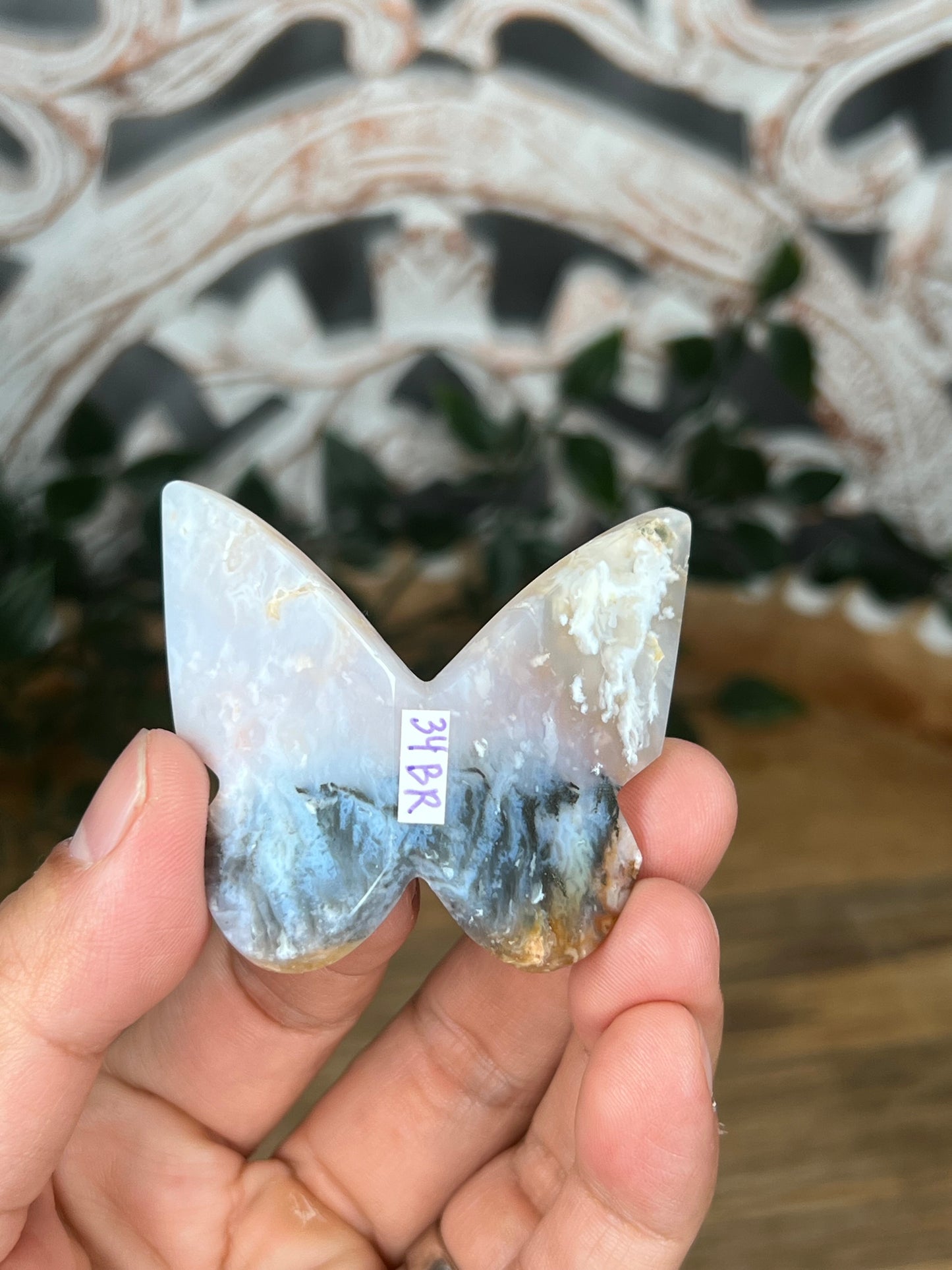 Rainbow Plume Agate 3D Butterfly