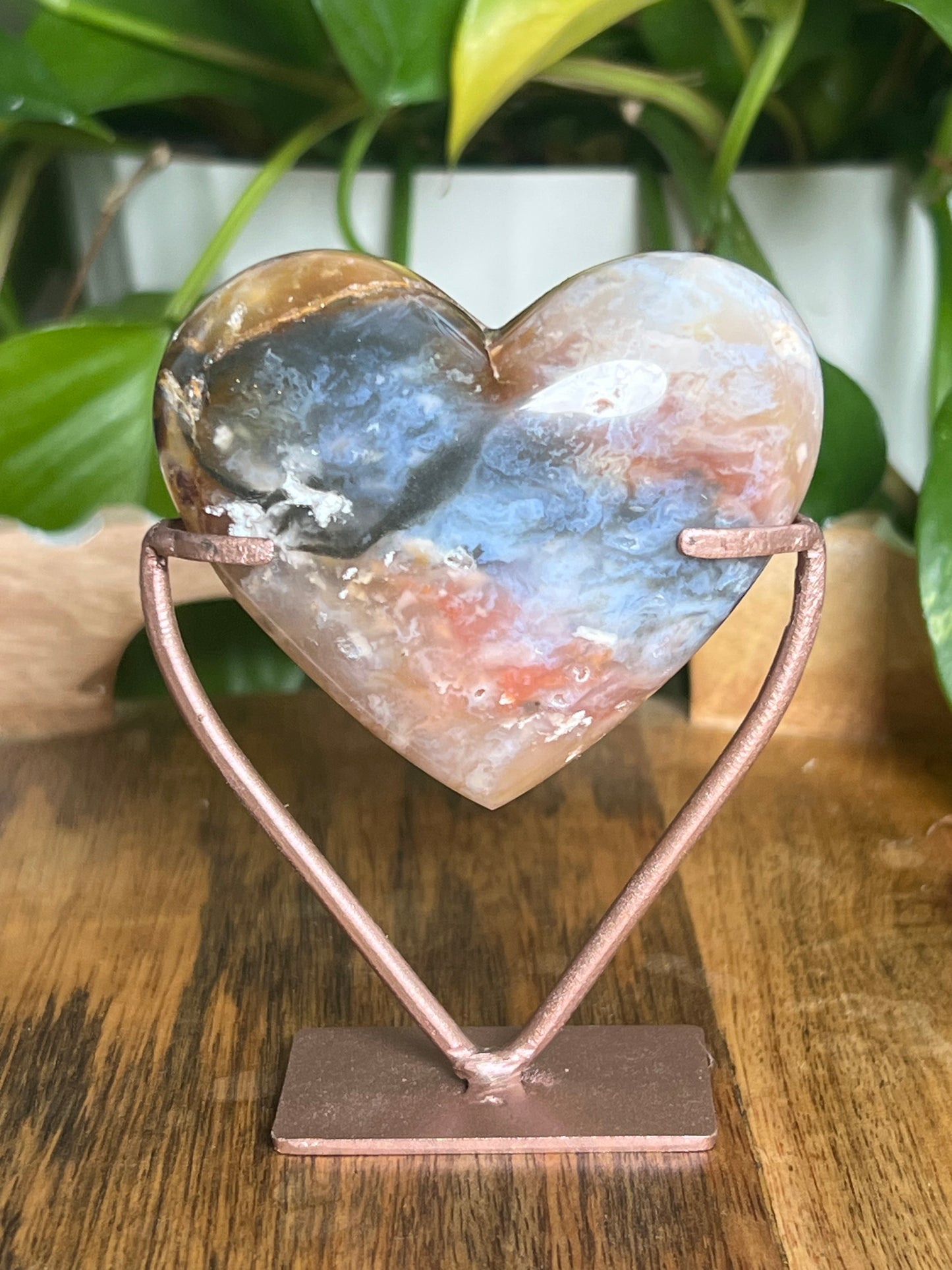 Rainbow Plume Agate Heart TA
