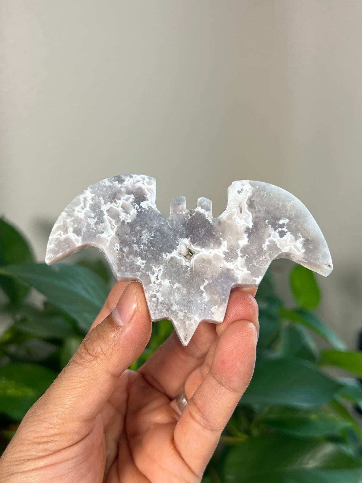 Blue Plume Agate 3D Bats