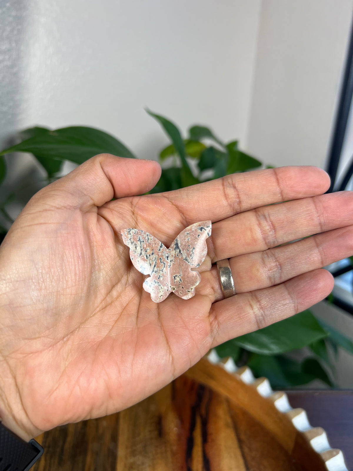Peachy Pink Dendritic Jasper Mini 3D Butterflies