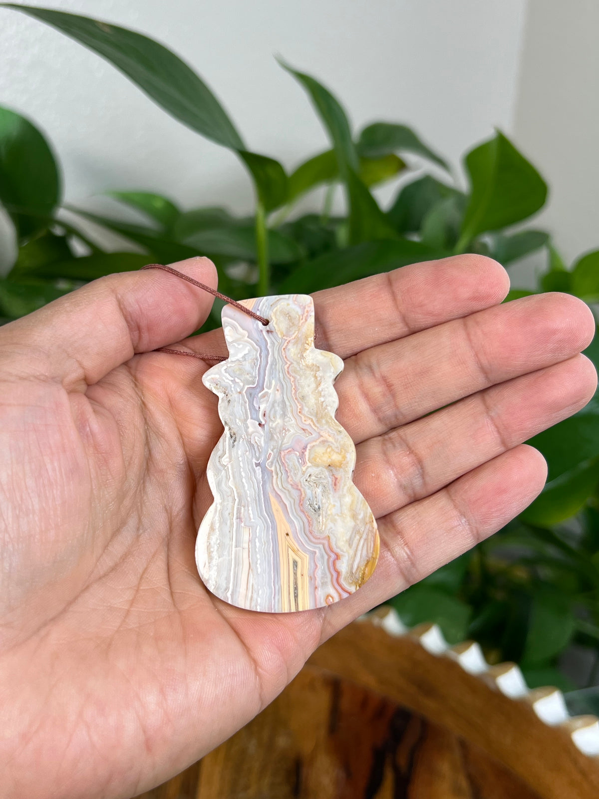 Crazy Lace Agate Snowman Ornament: AH