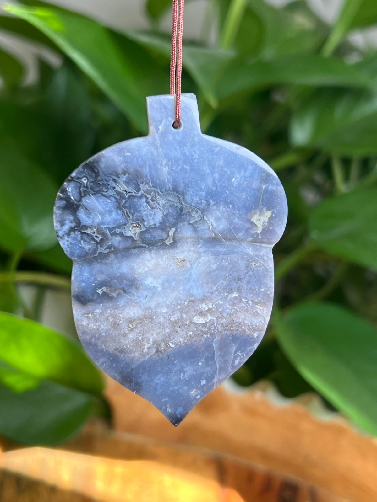 Blue Plume Agate Ornament Acorn: CN