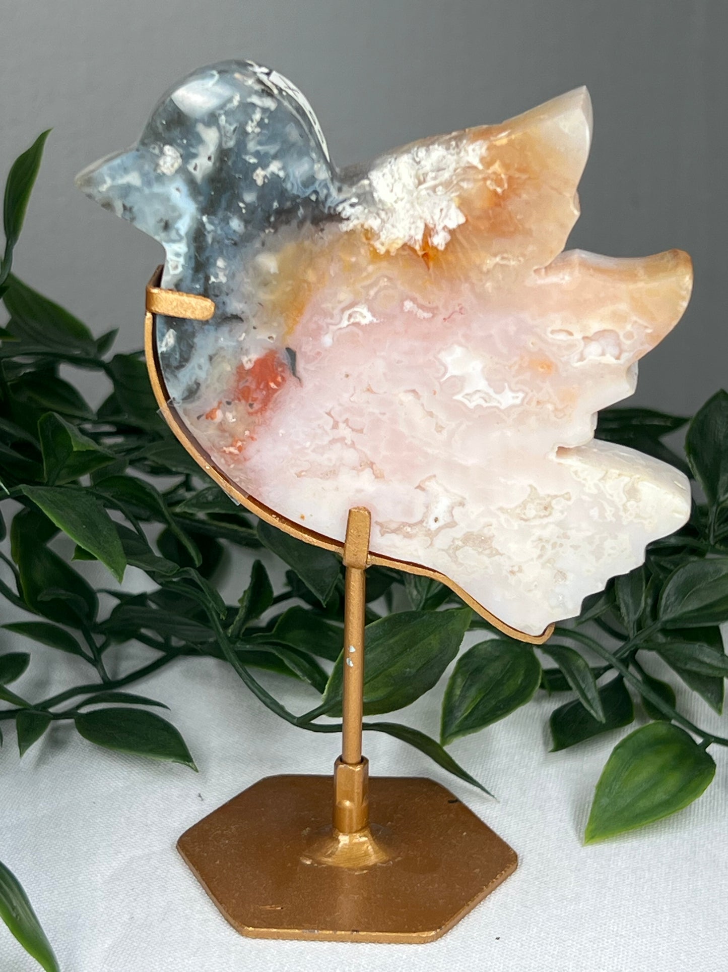 Rainbow Plume Agate Bird