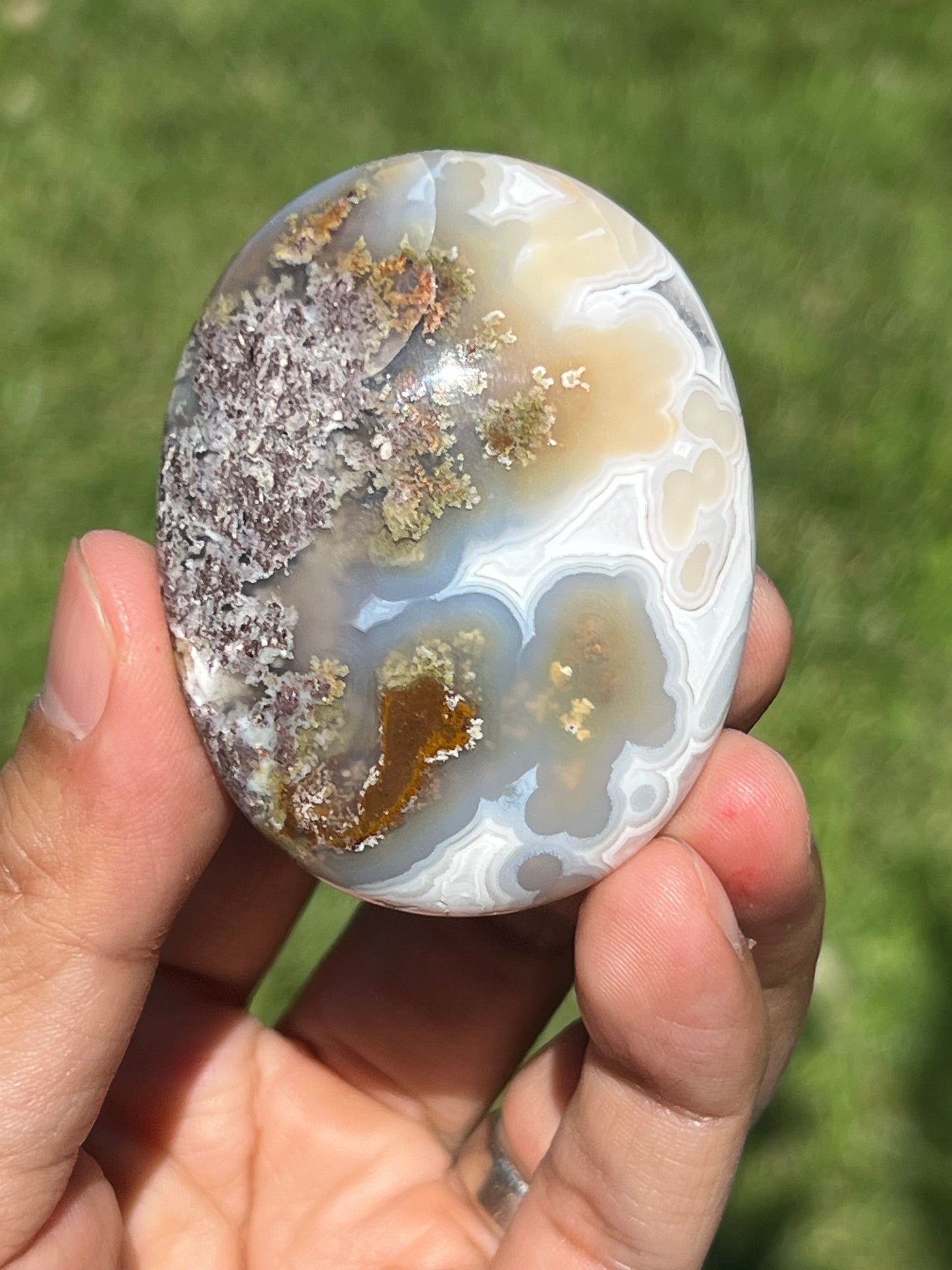 Scenic Moss Agate Palmstone PL