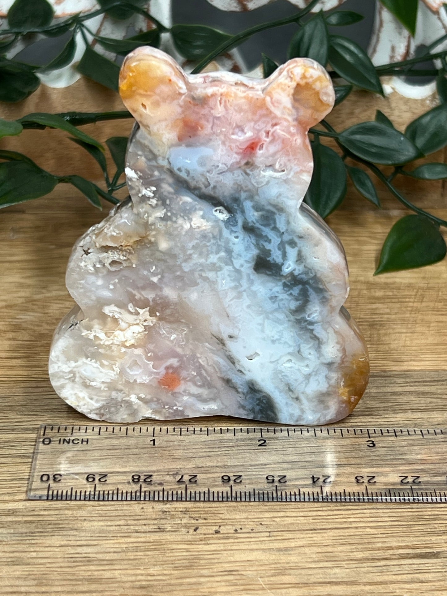 Rainbow Plume Agate Bear