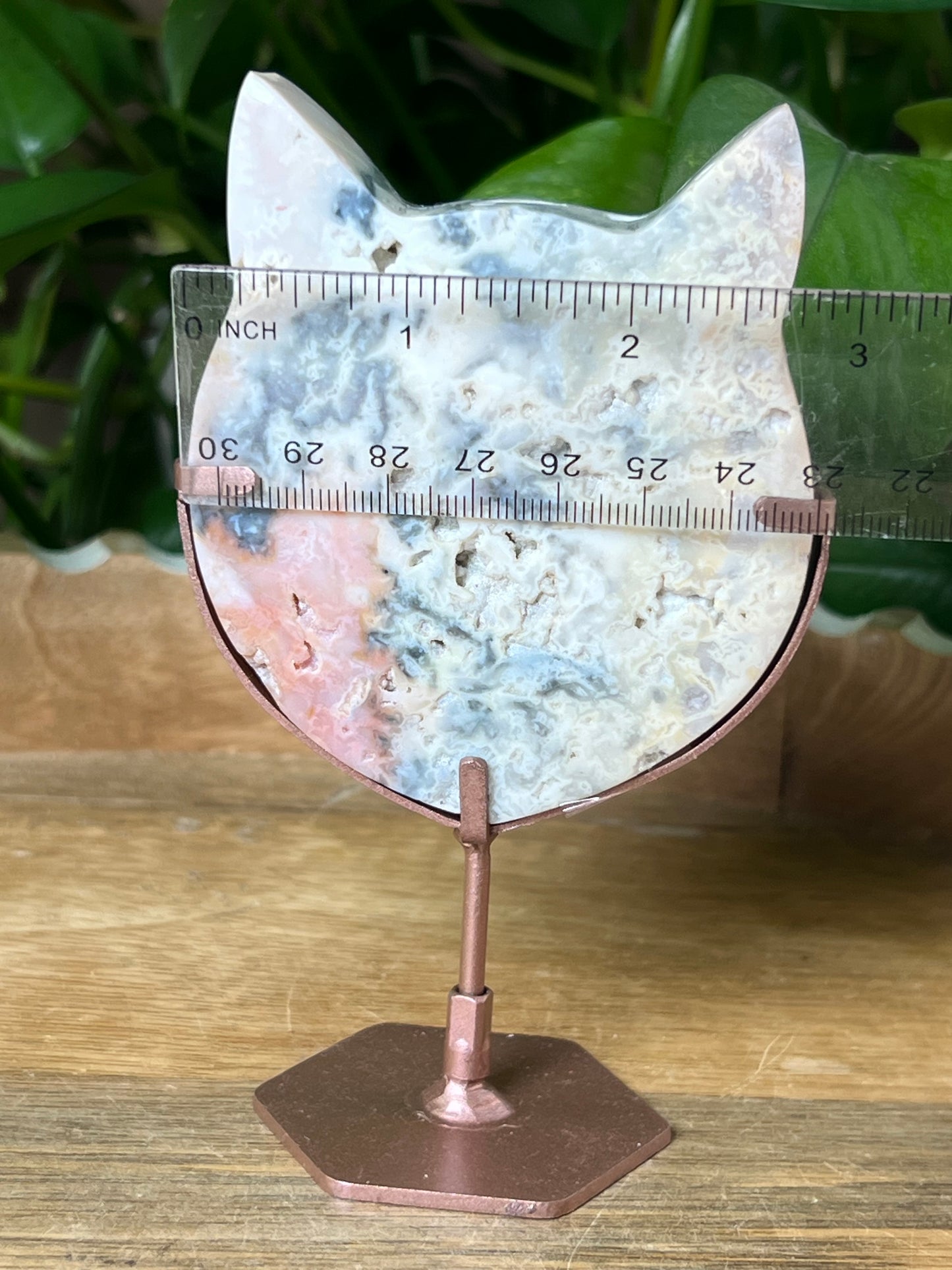 Rainbow Plume Agate Cat Head