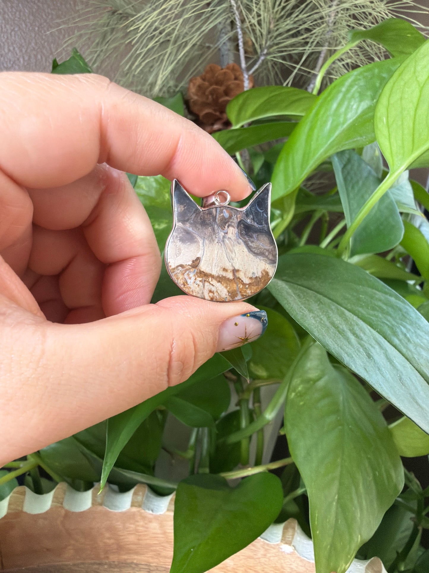 Palm Root Cat Head Pendant
