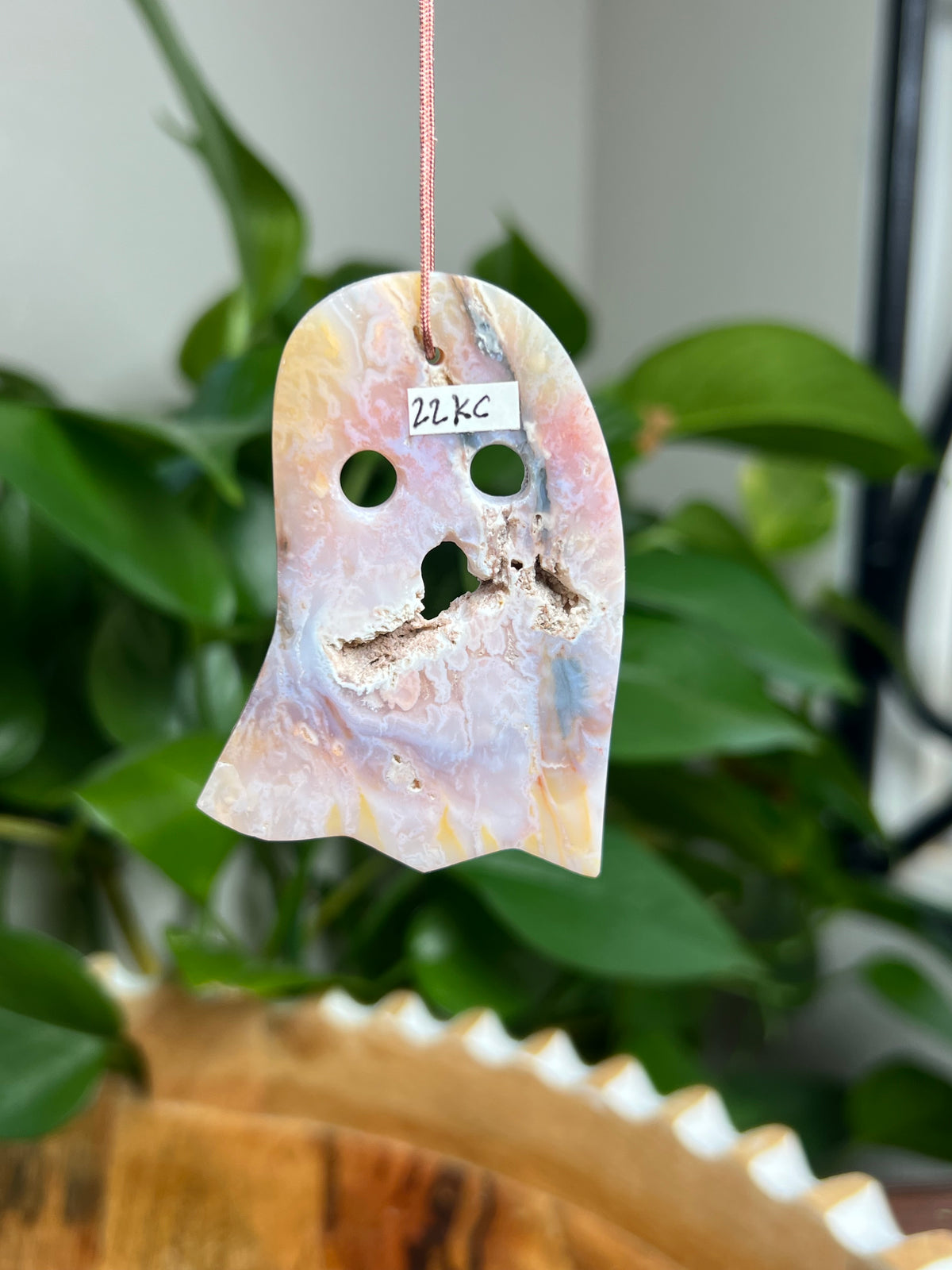 Rainbow Plume Agate Ornament Ghost: KC