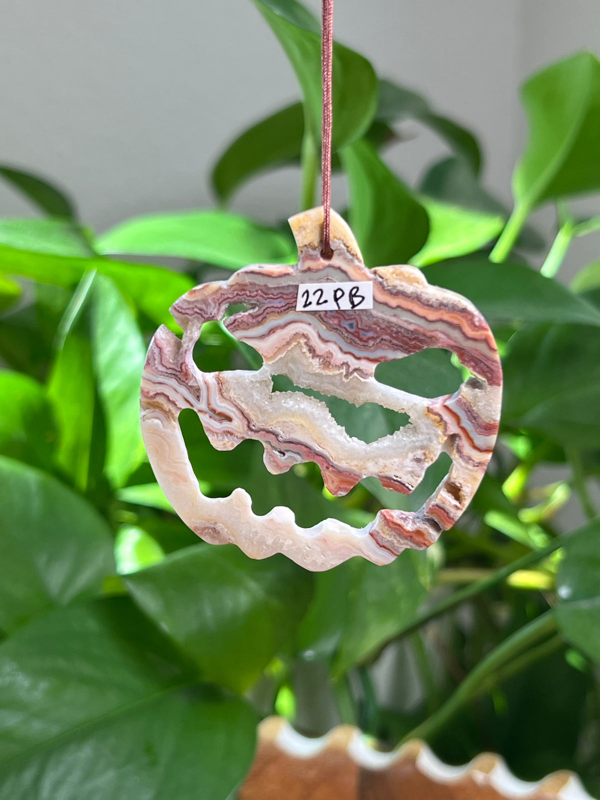 Crazy Lace Agate Ornament Pumpkin:  PB