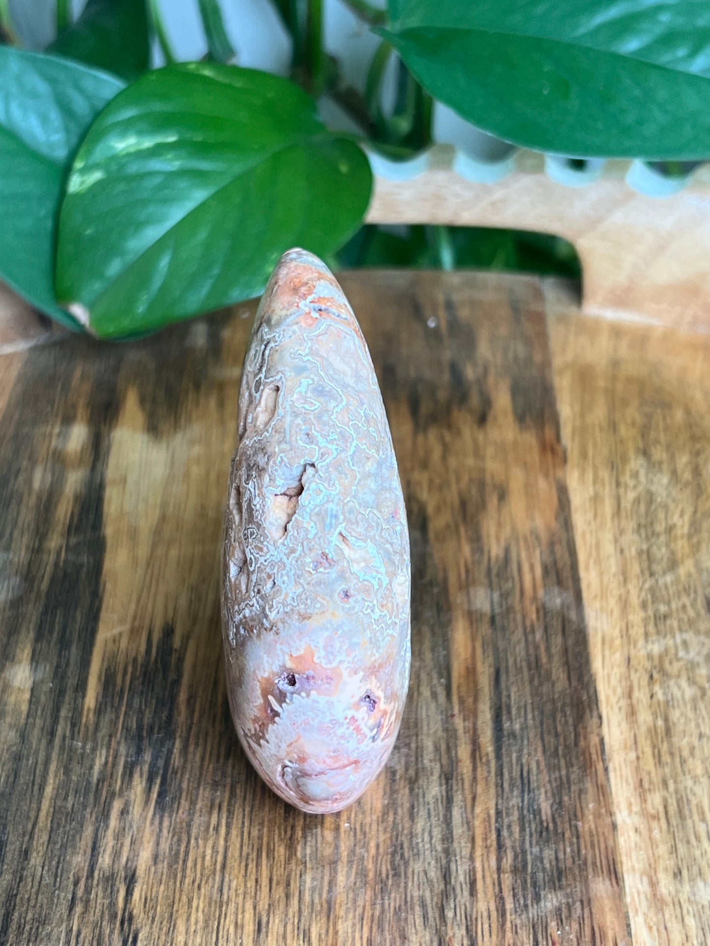 Crazy Lace Agate Self-Standing Moon: MC