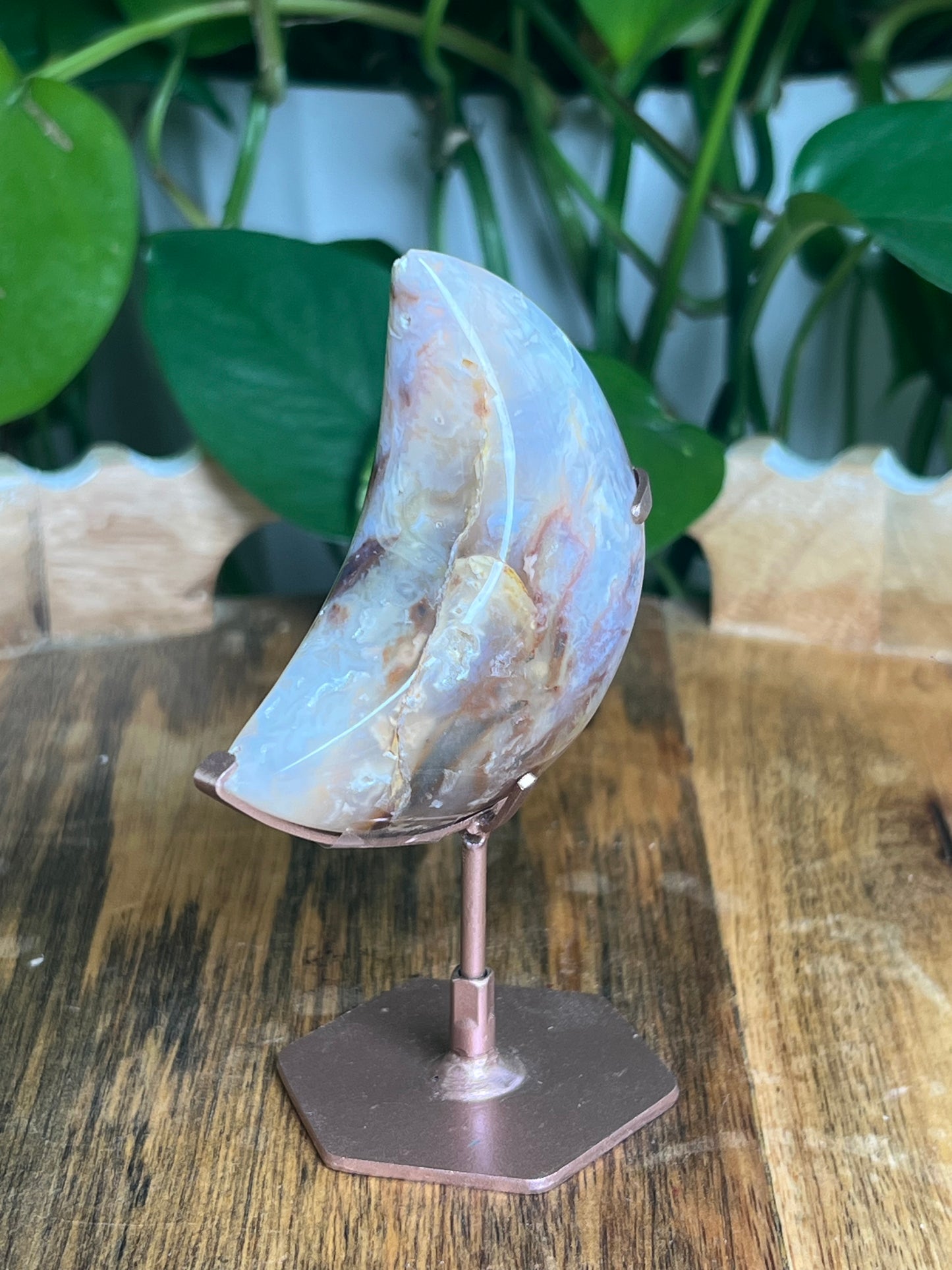 Rainbow Plume Agate Moon: KA 💗 PERFECTLY IMPERFECT 💗