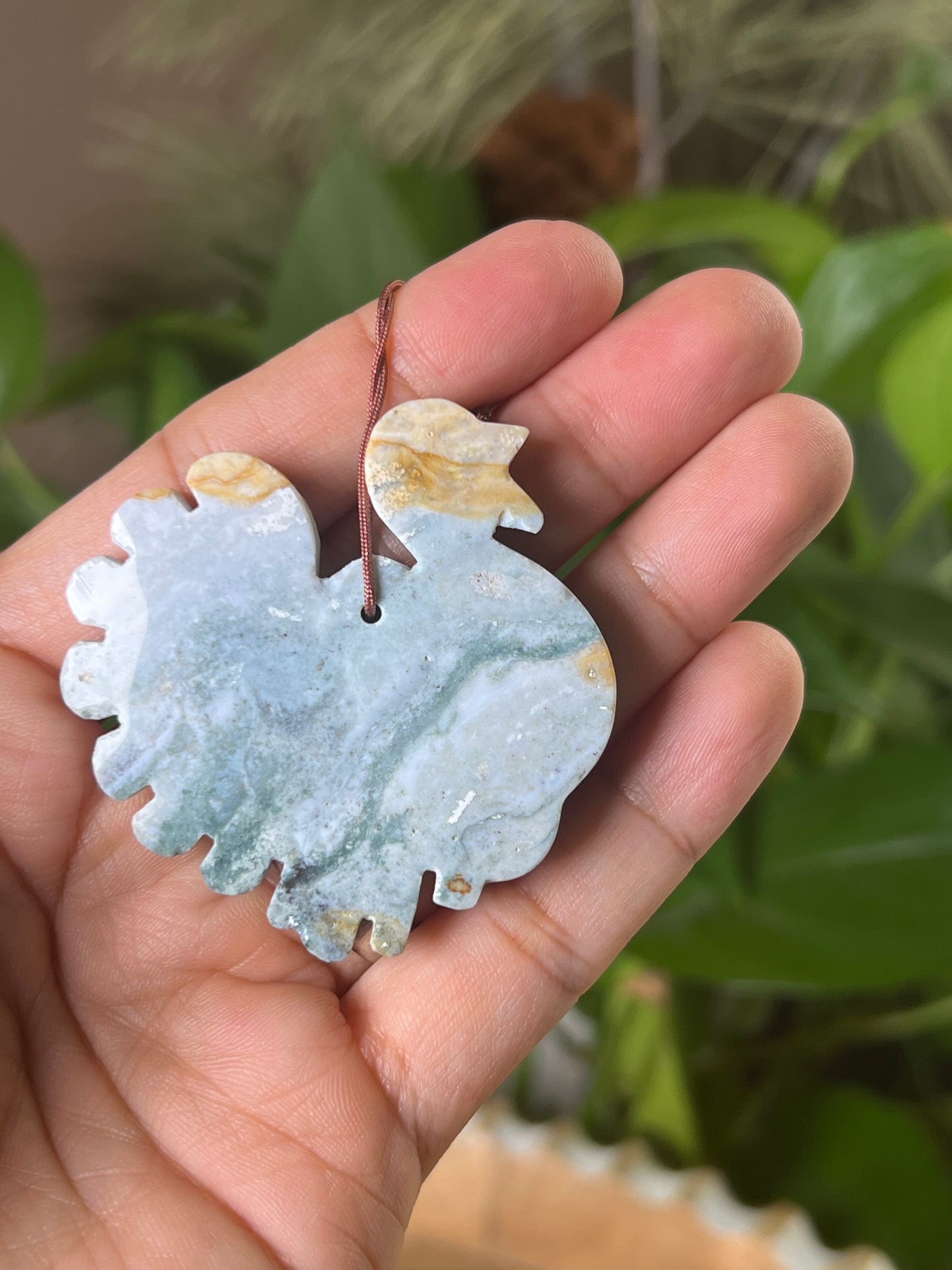 Blue Green Jasper Turkey Ornament