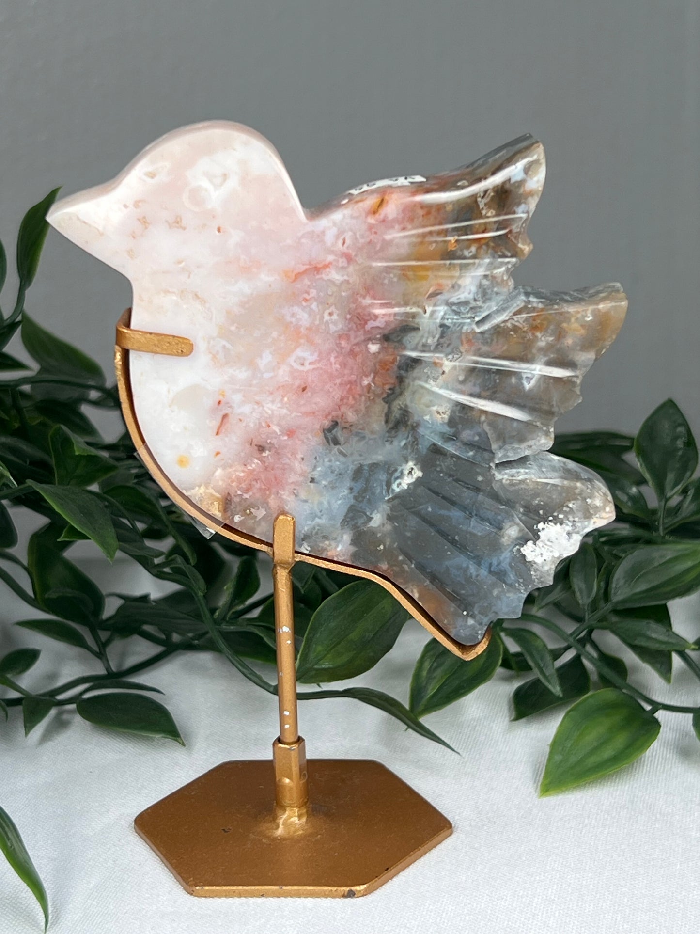 Rainbow Plume Agate Bird