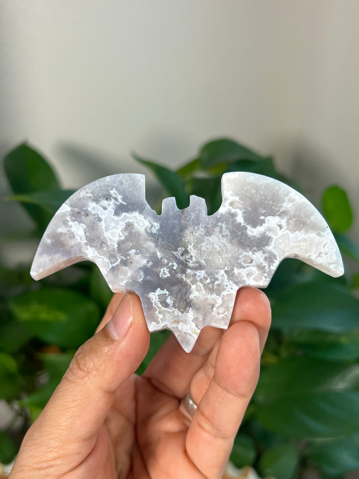 Blue Plume Agate 3D Bats