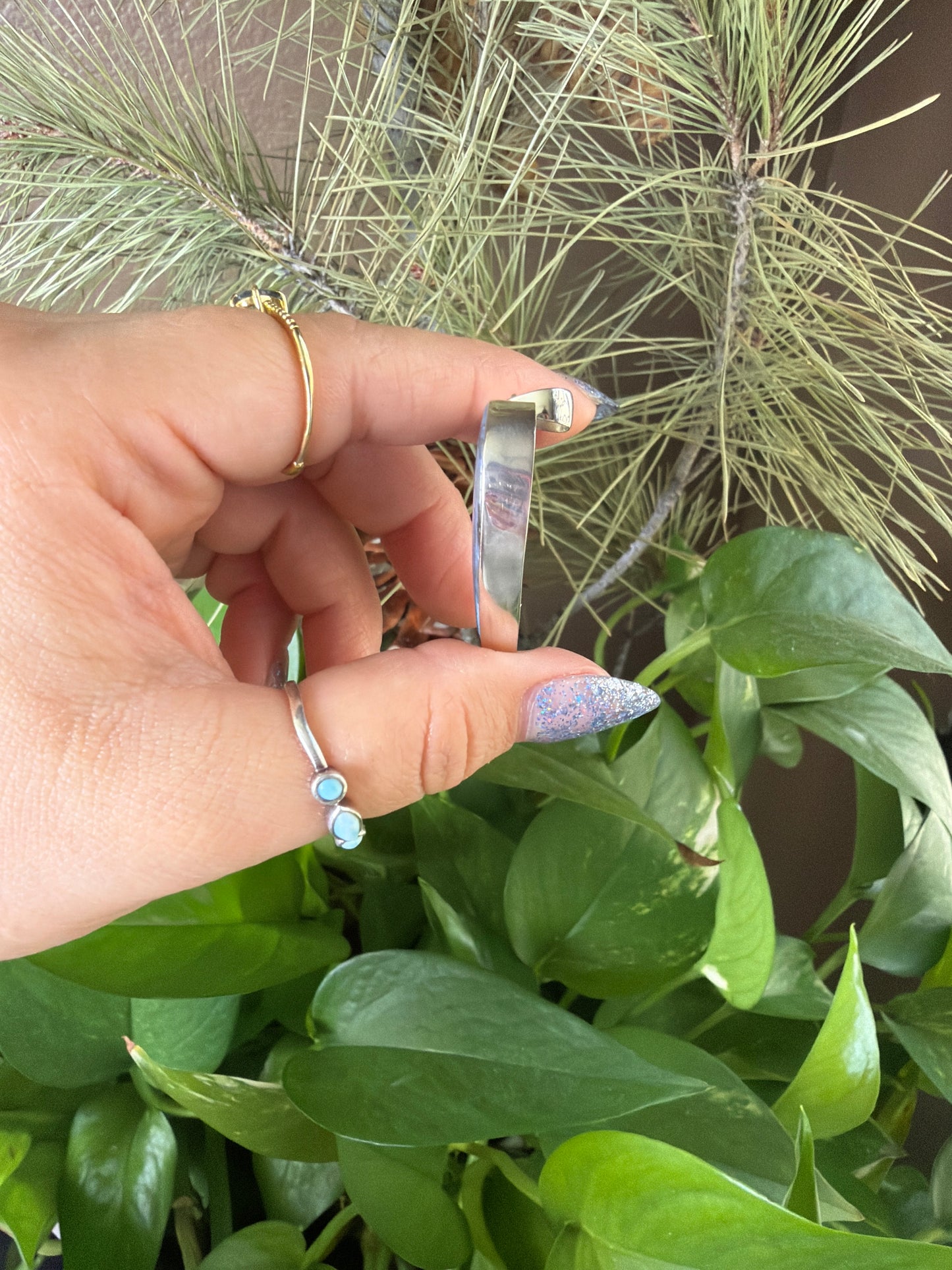 Blue Plume Agate Heart Necklace
