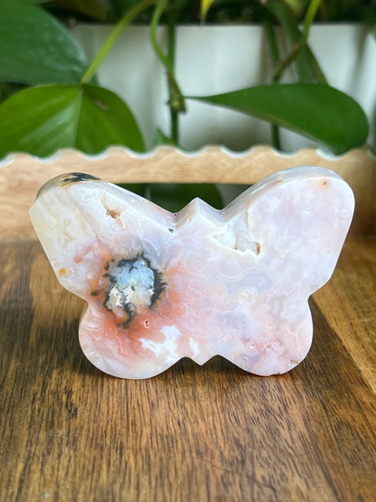 Rainbow Plume Agate Butterfly: RH