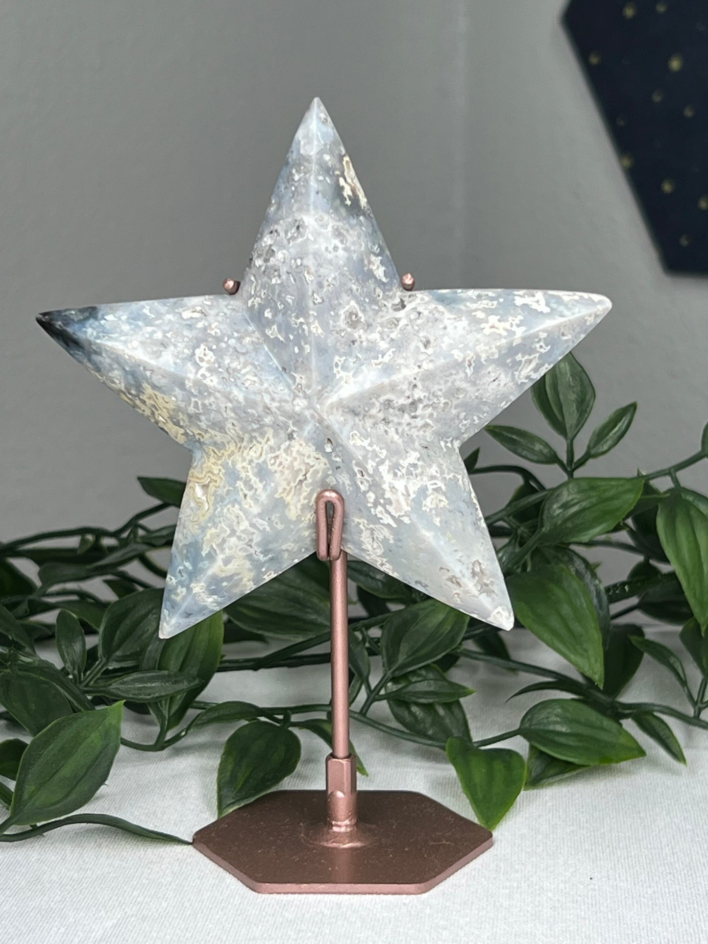 Blue Plume Agate Star