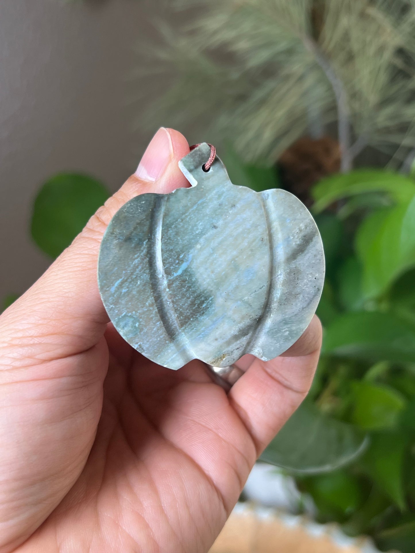 Blue Green Jasper Pumpkin Ornament