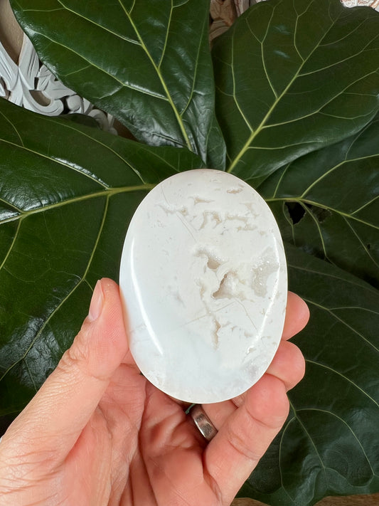 White plume agate Palmstone