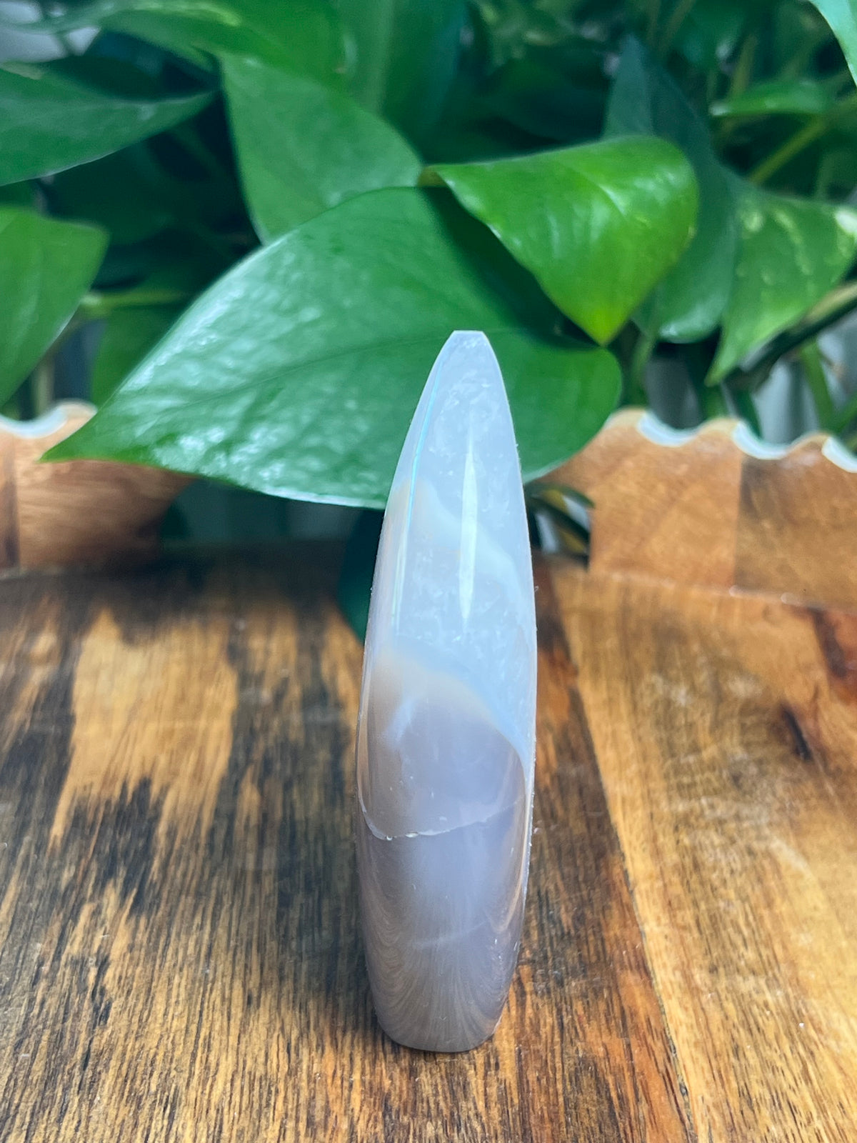 Blue Grey Lace Agate Flame: E