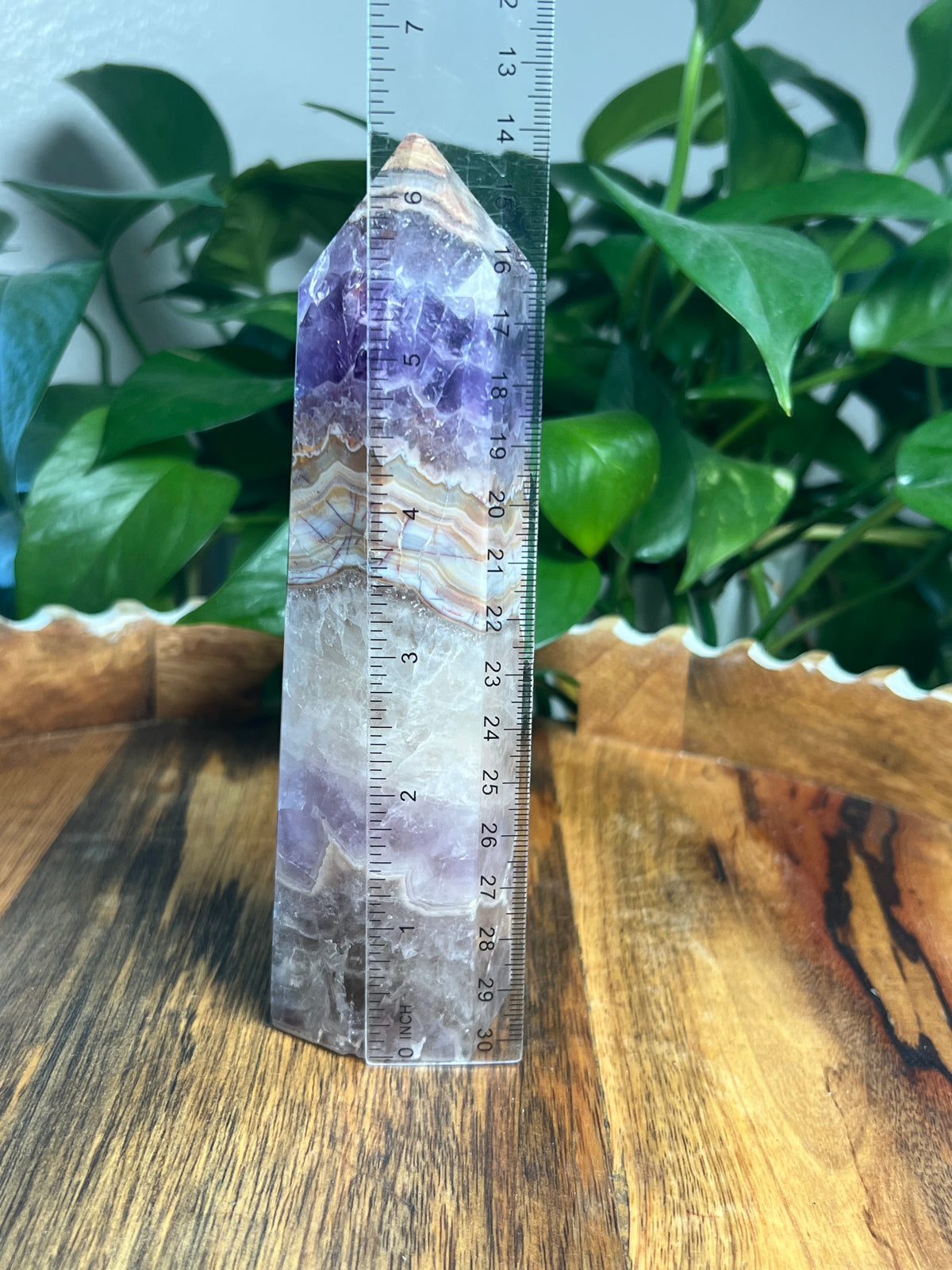 Mexican Crazy Lace Agate Amethyst Tower: Q