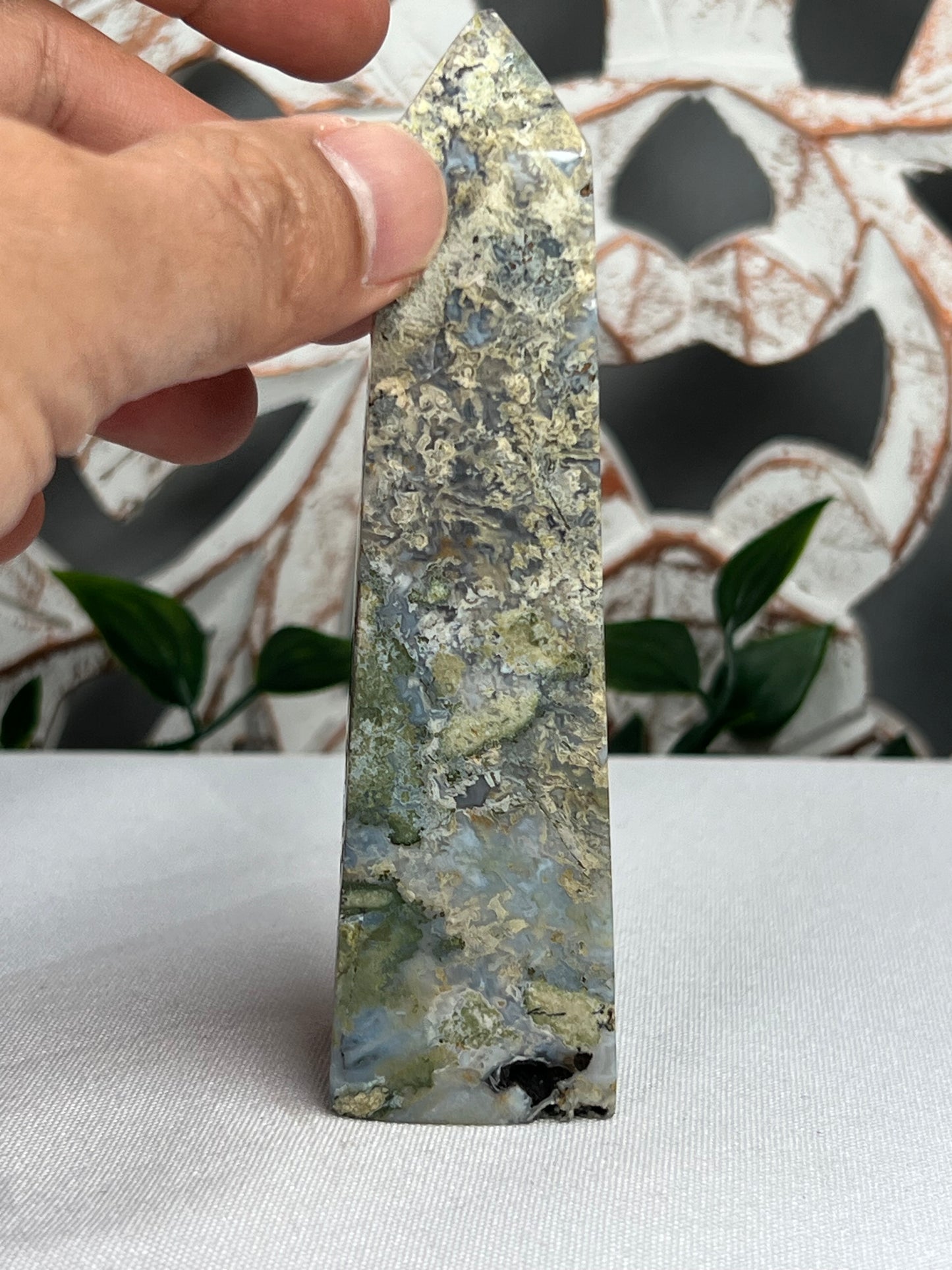 Green Moss Agate Tower