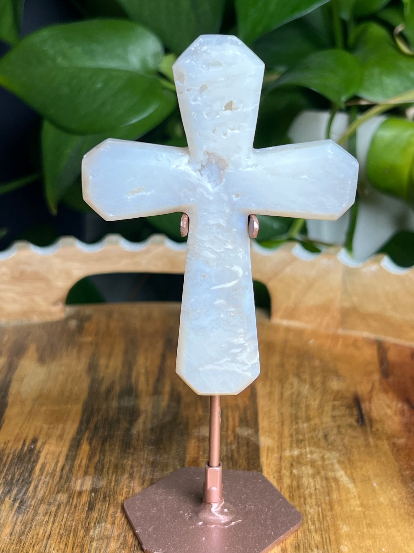 White Plume Agate Cross