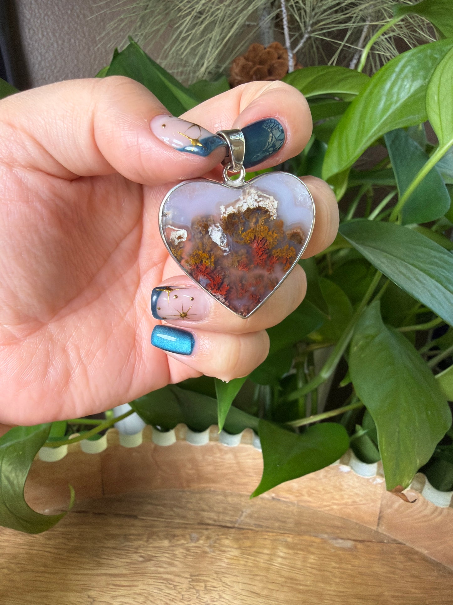 Scenic Moss Agate Heart Pendant