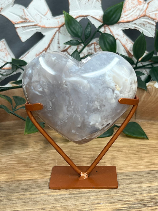 Blue Grey Lace Agate Heart