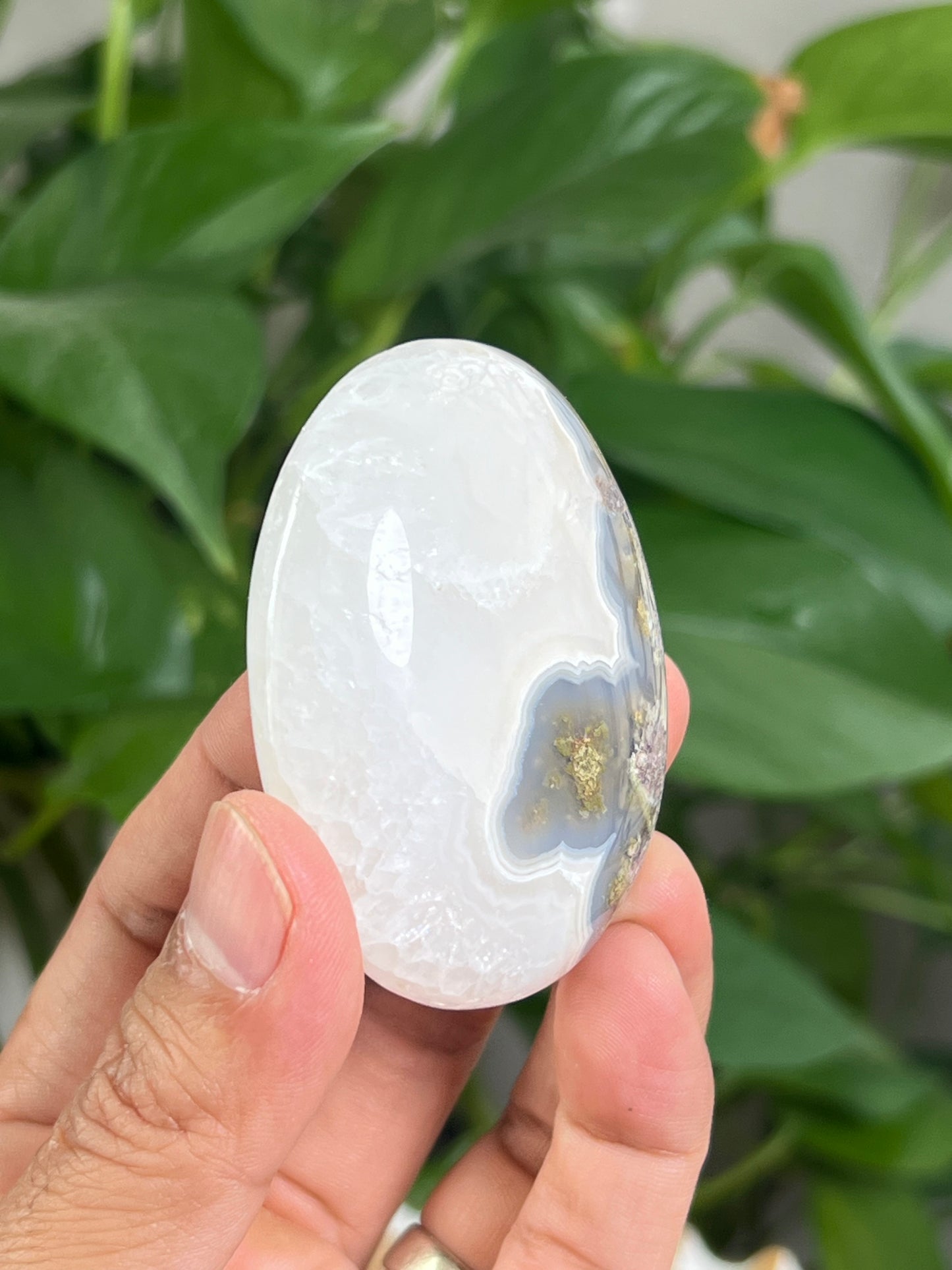 Scenic Moss Agate Palmstone: RH