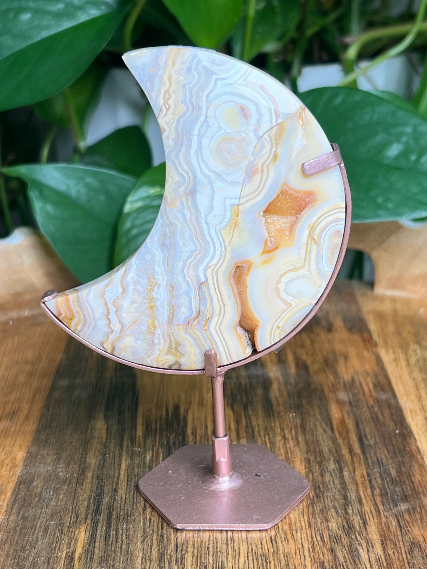 Yellow Crazy Lace Agate Moon: Ni