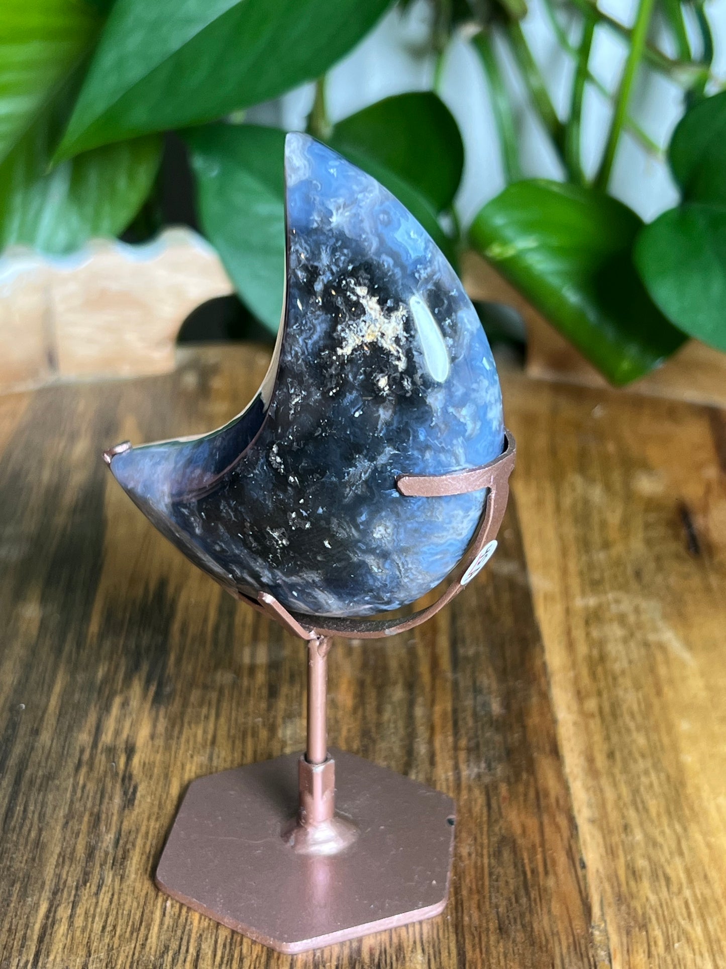 Blue Plume Agate Moon A