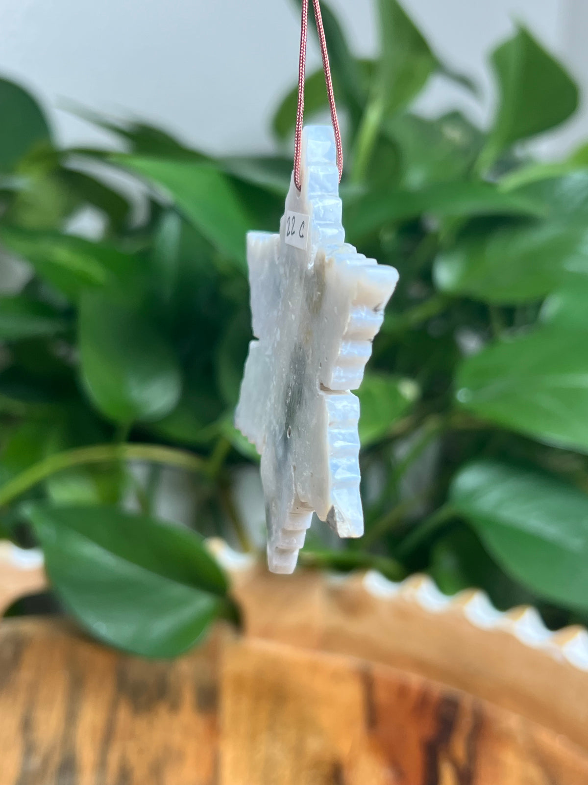 Blue Plume Agate Ornament Snowflake: C