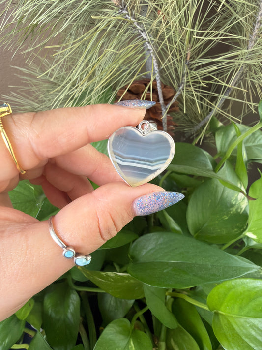 Iris Agate Heart Necklace