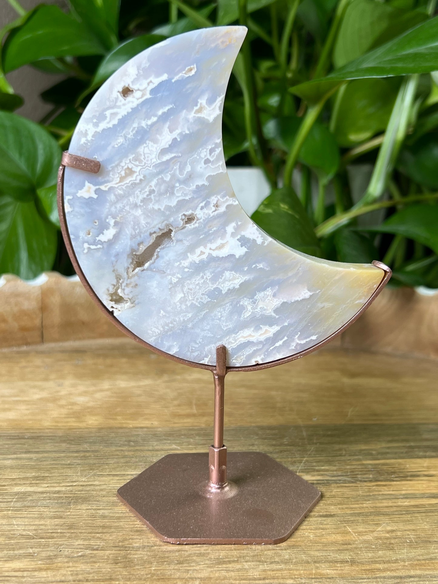 Winter Plume Agate Moon