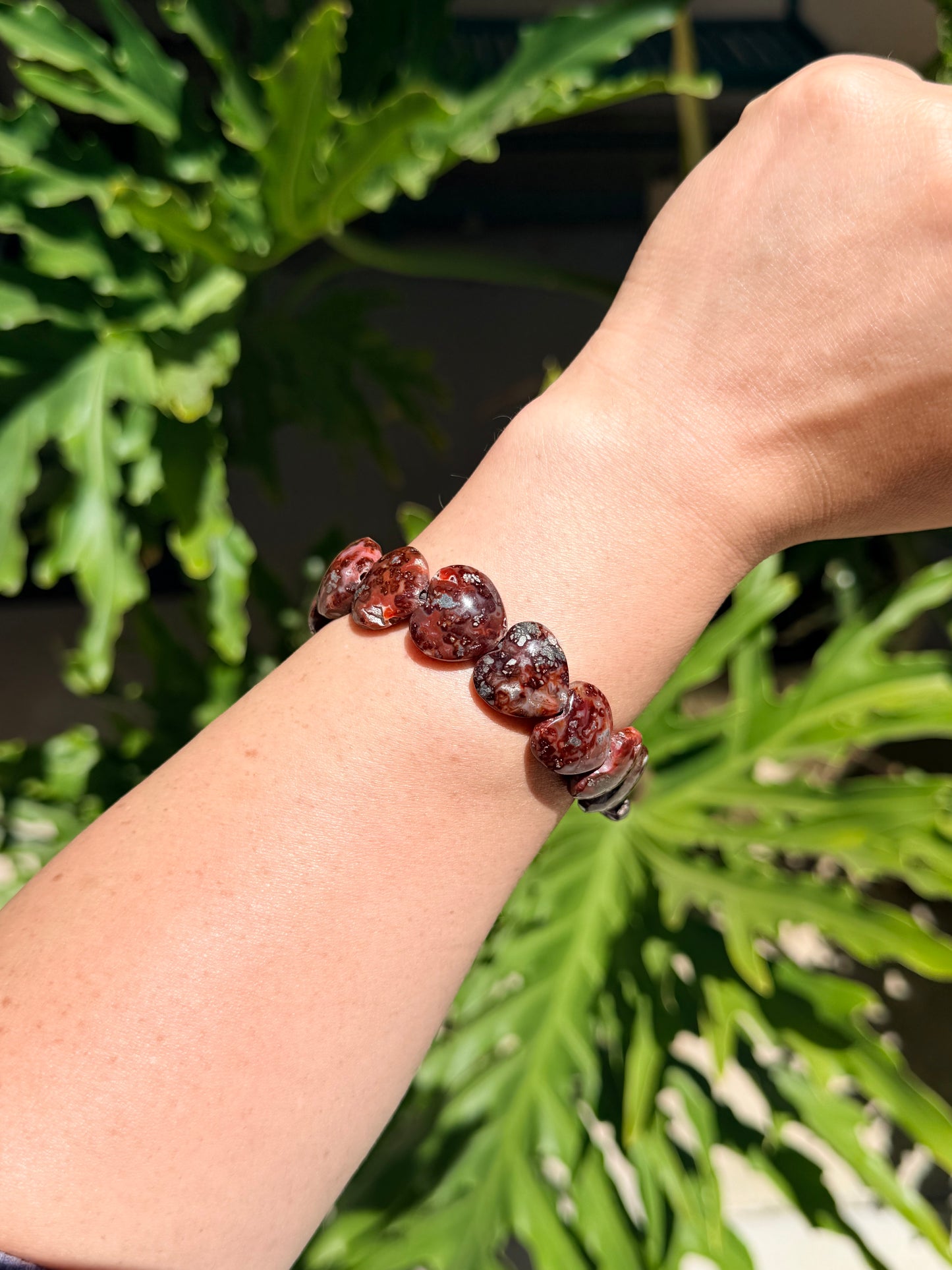 Marcasite Heart Beaded Bracelet (17mm)
