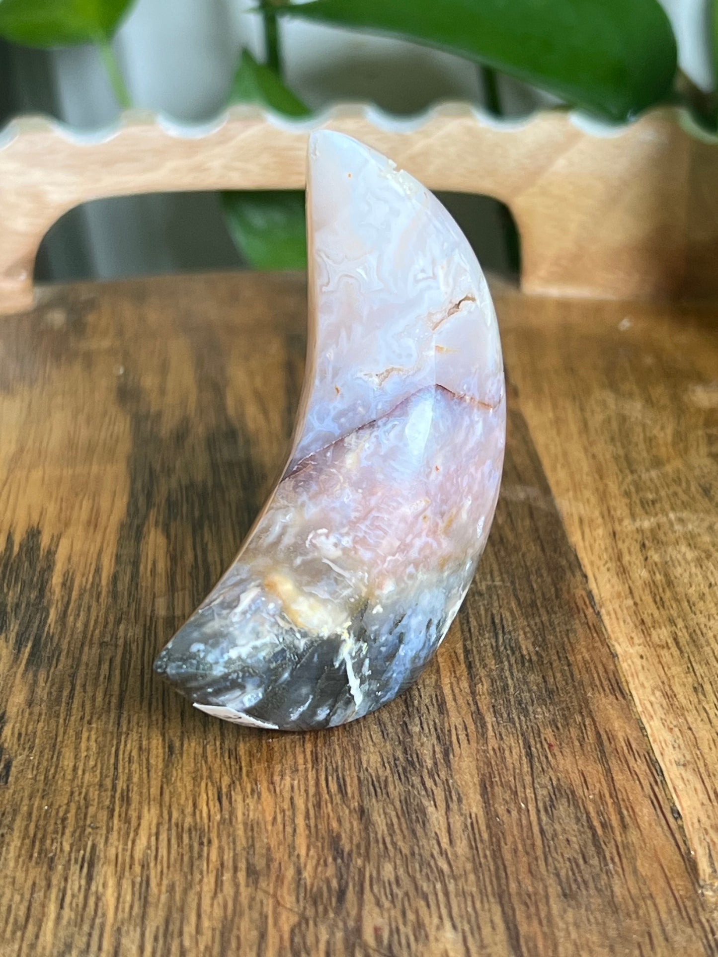 Rainbow Plume Agate Moon E