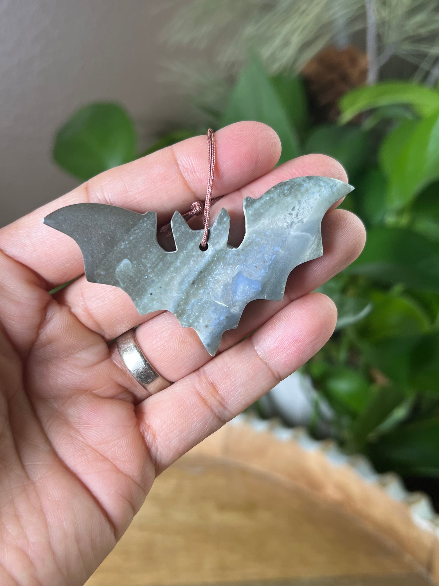 Blue Green Jasper Bat Ornament