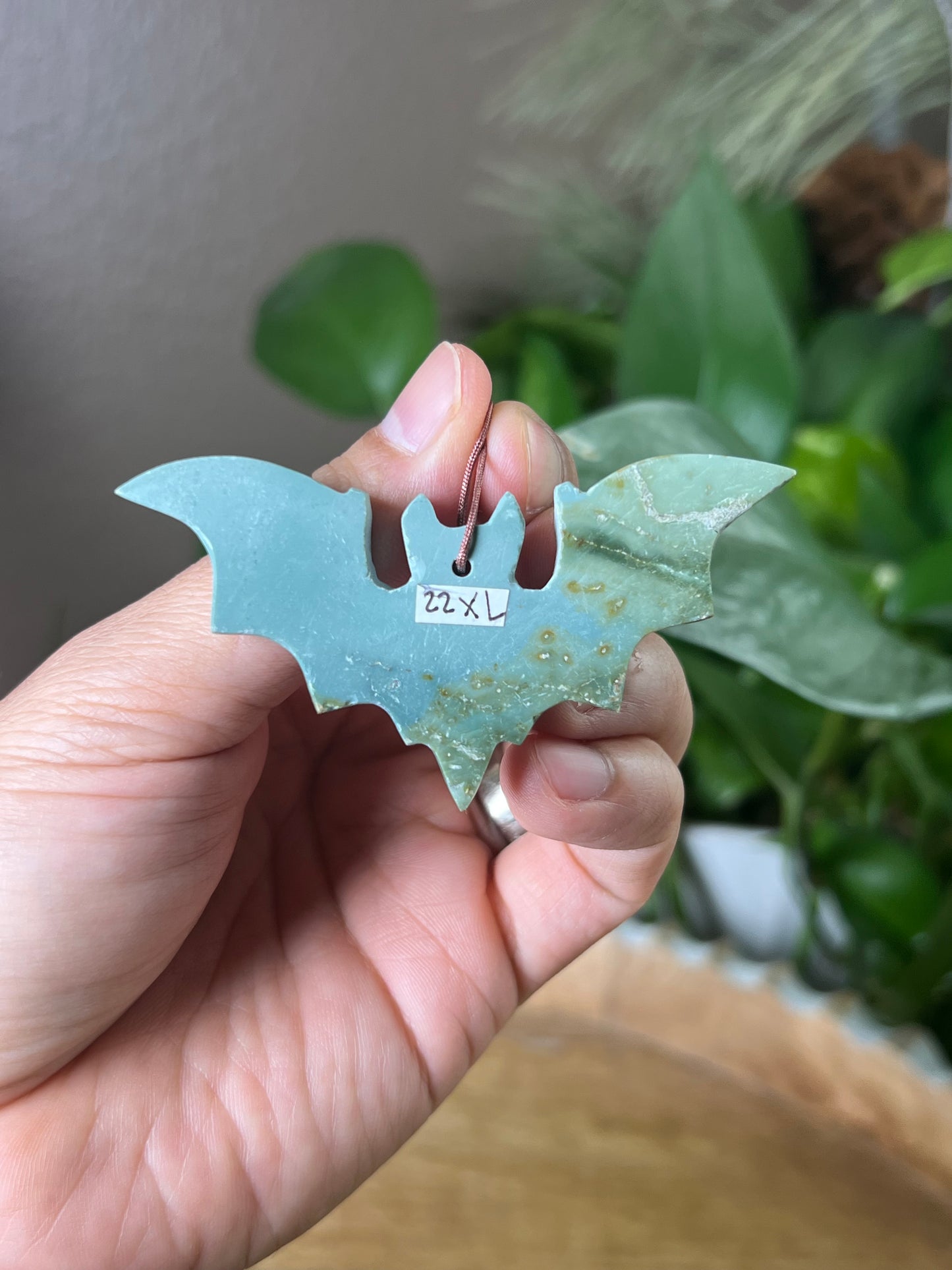 Blue Green Jasper Bat Ornament